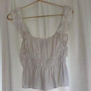 Abercrombie & Fitch White Ruffle Blouse